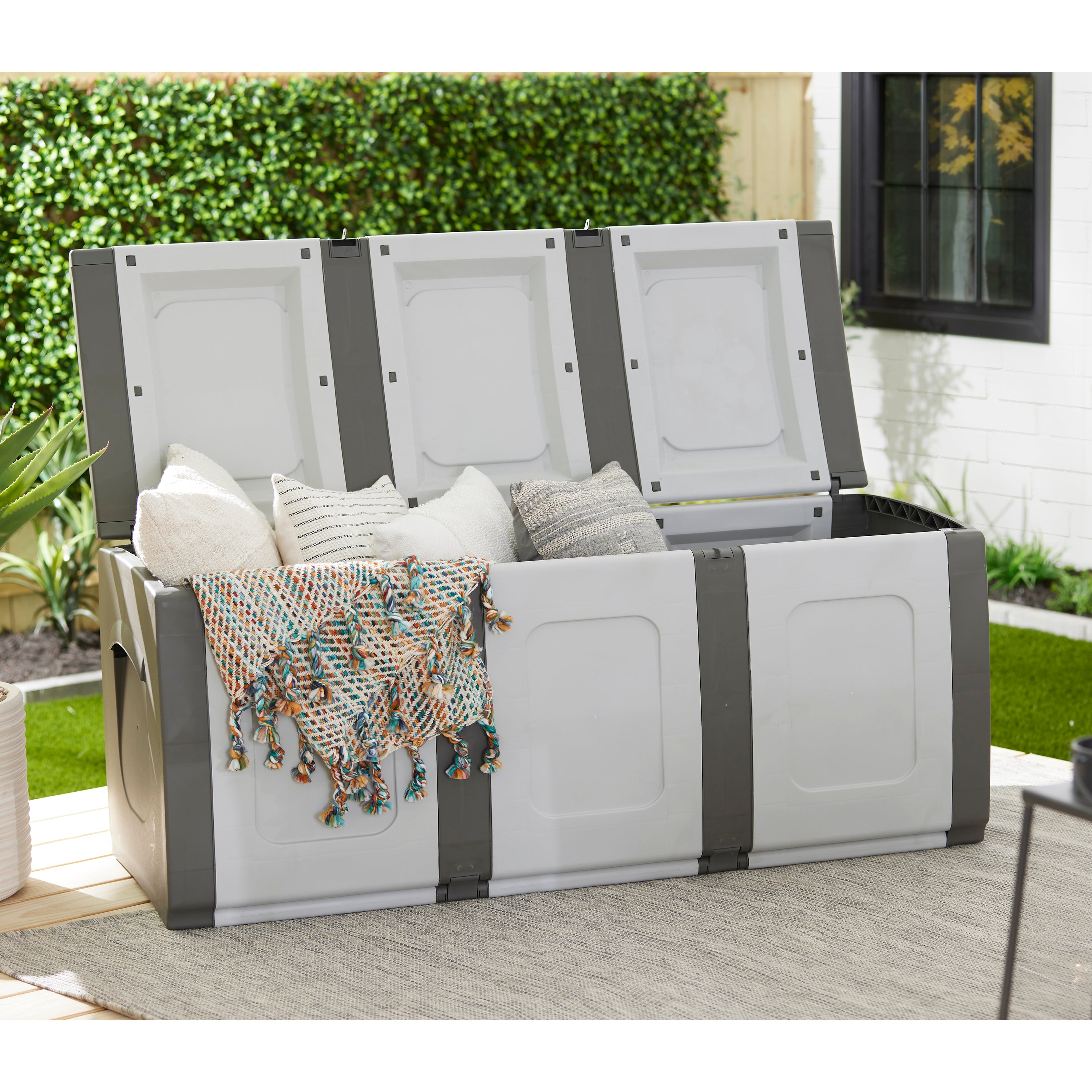 Homeplast Bold 79 Gallon Plastic Storage Trunk Resin Deck Box (Open Box) - VMInnovations