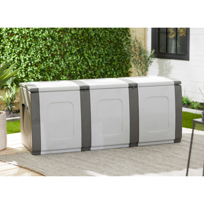 Homeplast Bold Plastic Storage Trunk Resin Deck Box for Patio Cushions, Gray/Anthracite
