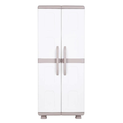 Electra Adjustable 4-Shelf Garage Storage Cabinet, Beige & White (Open Box)
