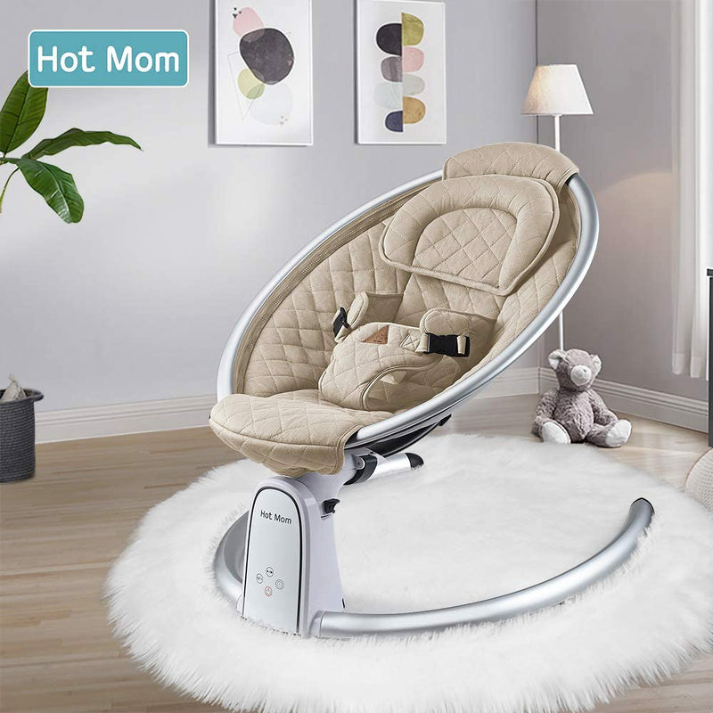 Hot Mom Electric Baby Bouncer Intelligent Timing Adjustable Seat Rocker, Beige