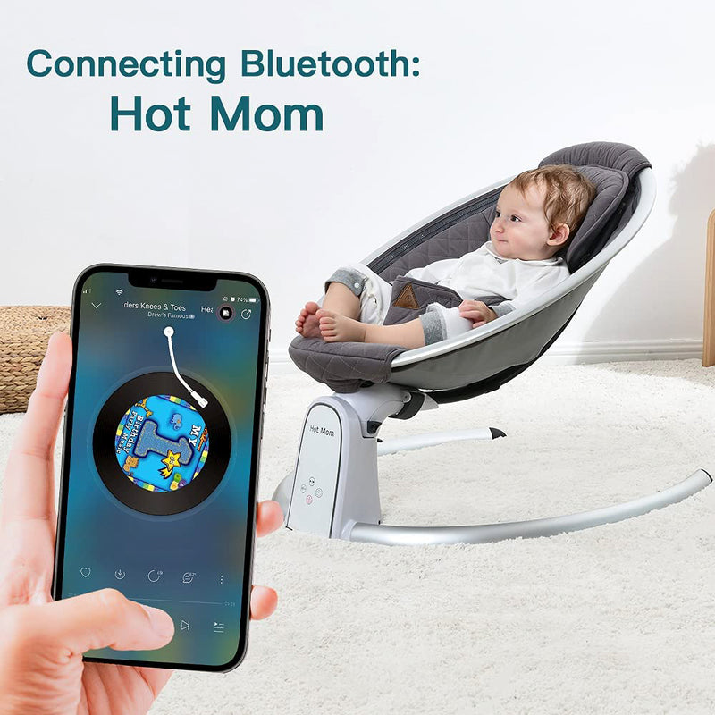 Hot Mom Electric Baby Bouncer Intelligent Adjustable Seat Rocker, Dark Grey