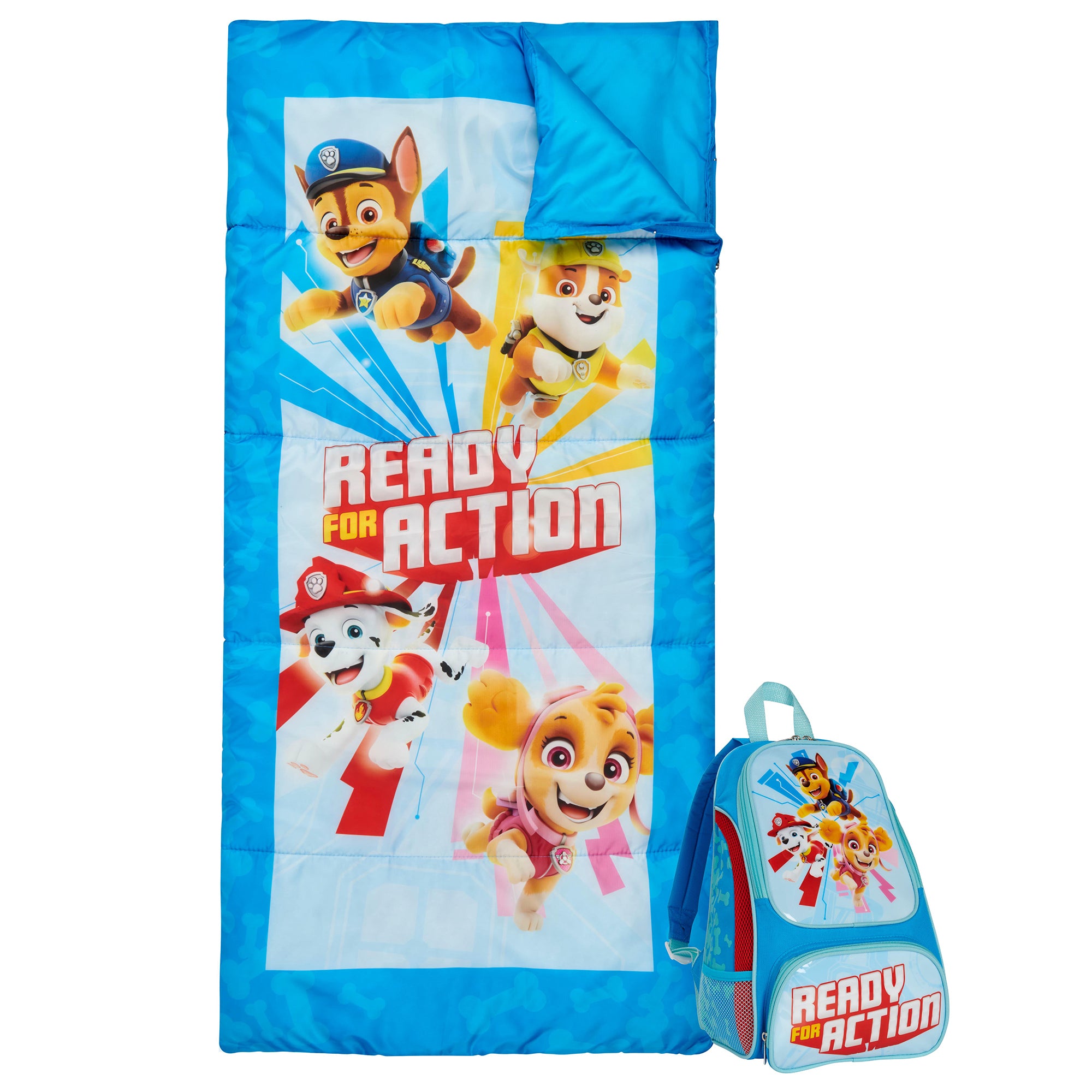 Exxel Outdoors Paw Patrol 2 Piece Indoor Outdoor Sleeping Bag Kit with Backpack - VMInnovations