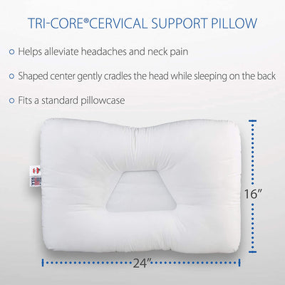 Core Products Tri-Core Gentle Cervical Neck Support Ortho Contour Pillow, Full