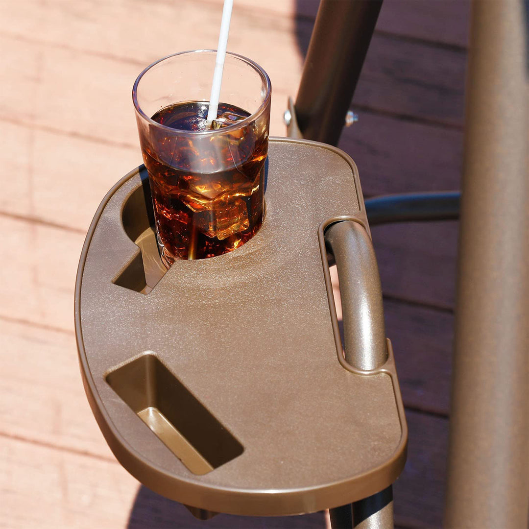 GOLDSUN 3 Person Swing Hammock w/Utility Tray, Removable Cushion & Canopy, Beige - VMInnovations