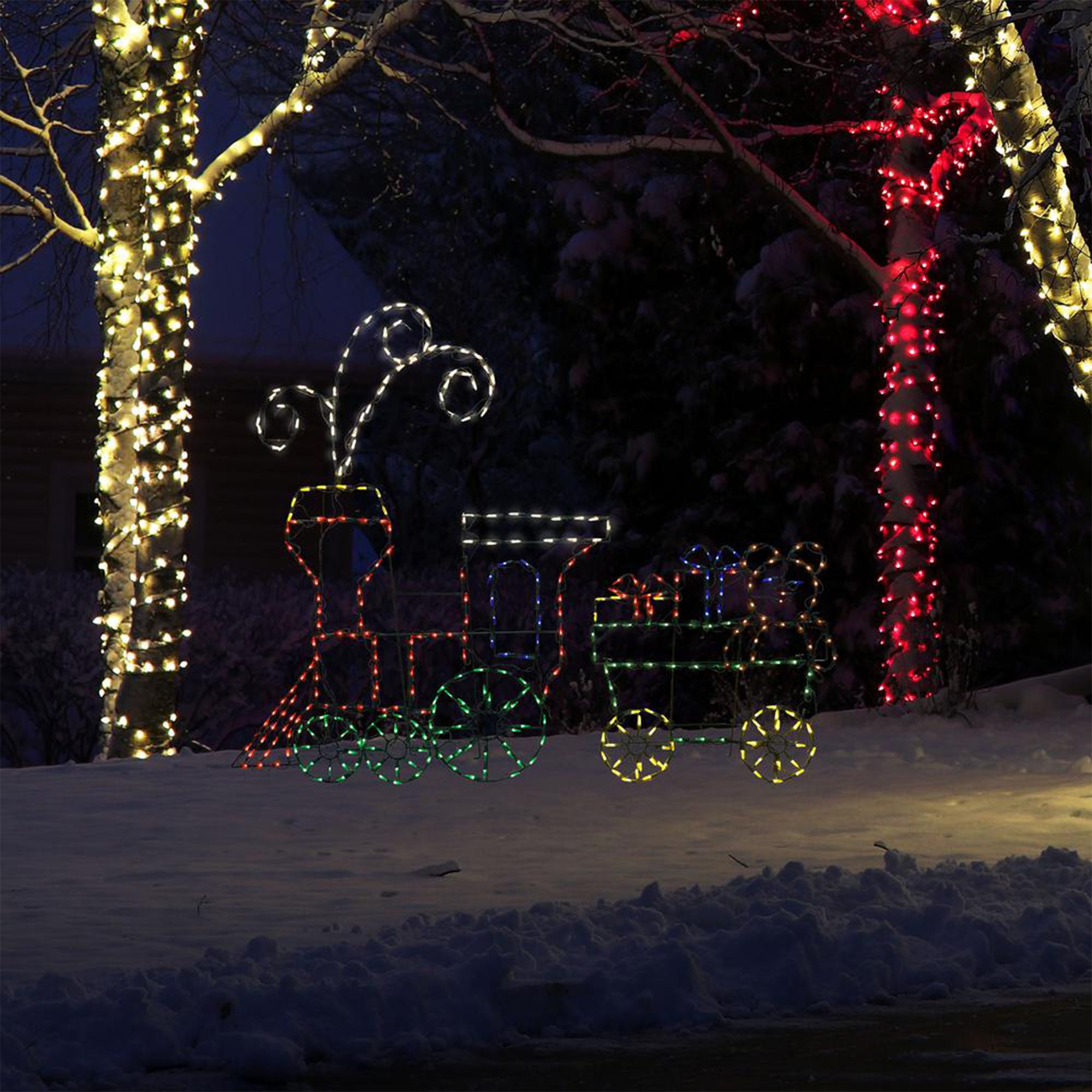 ProductWorks 60" Pro-Line LED Animation Holiday Train Set Christmas Yard Decor - VMInnovations