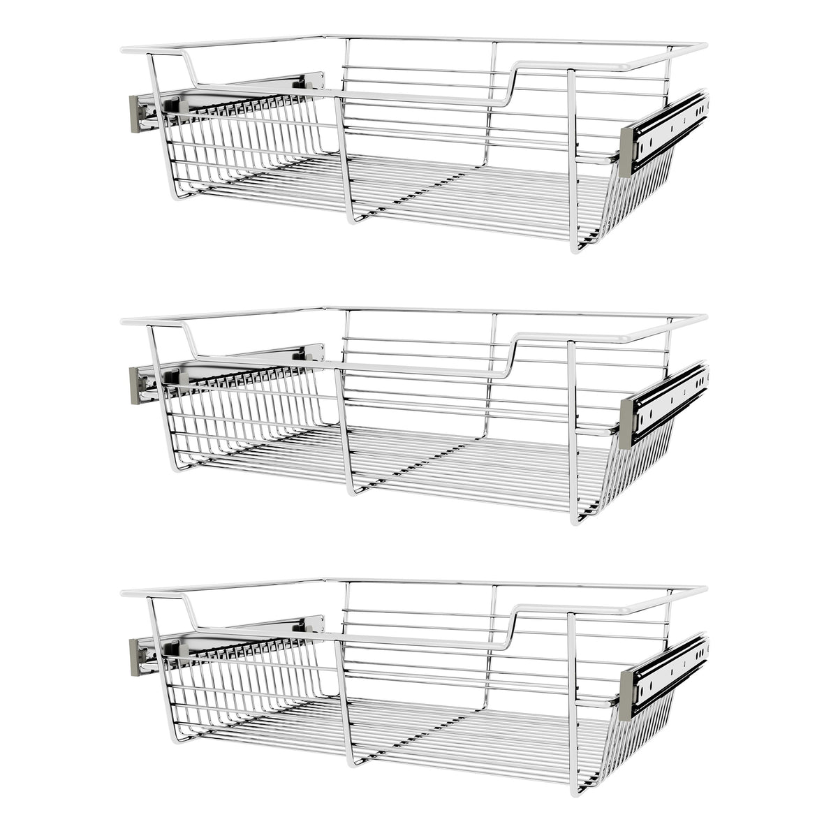 Rev-A-Shelf Sidelines CBSL-181405CR-3 18" Chrome Pullout Closet Basket (3 Pack)