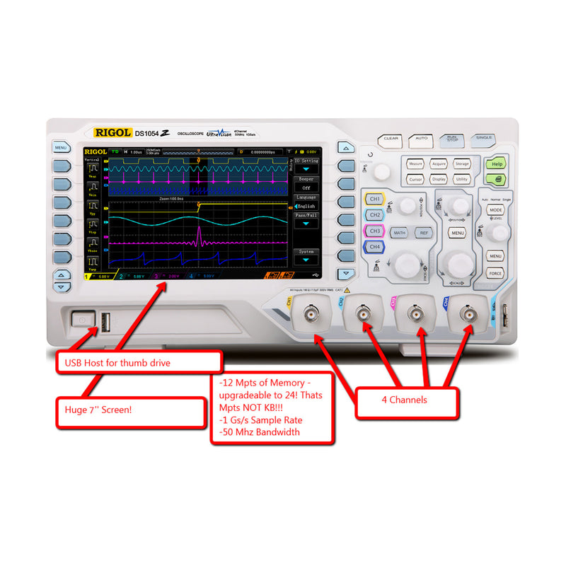 RIGOL DS1054Z Mixed Signal Oscilloscope for Educators and Bench Applications