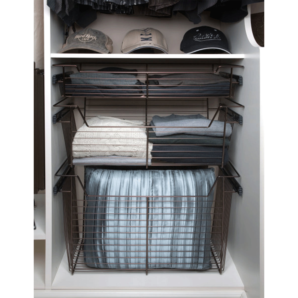 Rev-A-Shelf Sidelines CBSL-181410BZ-3 18" Bronze Pullout Closet Basket (3 Pack)