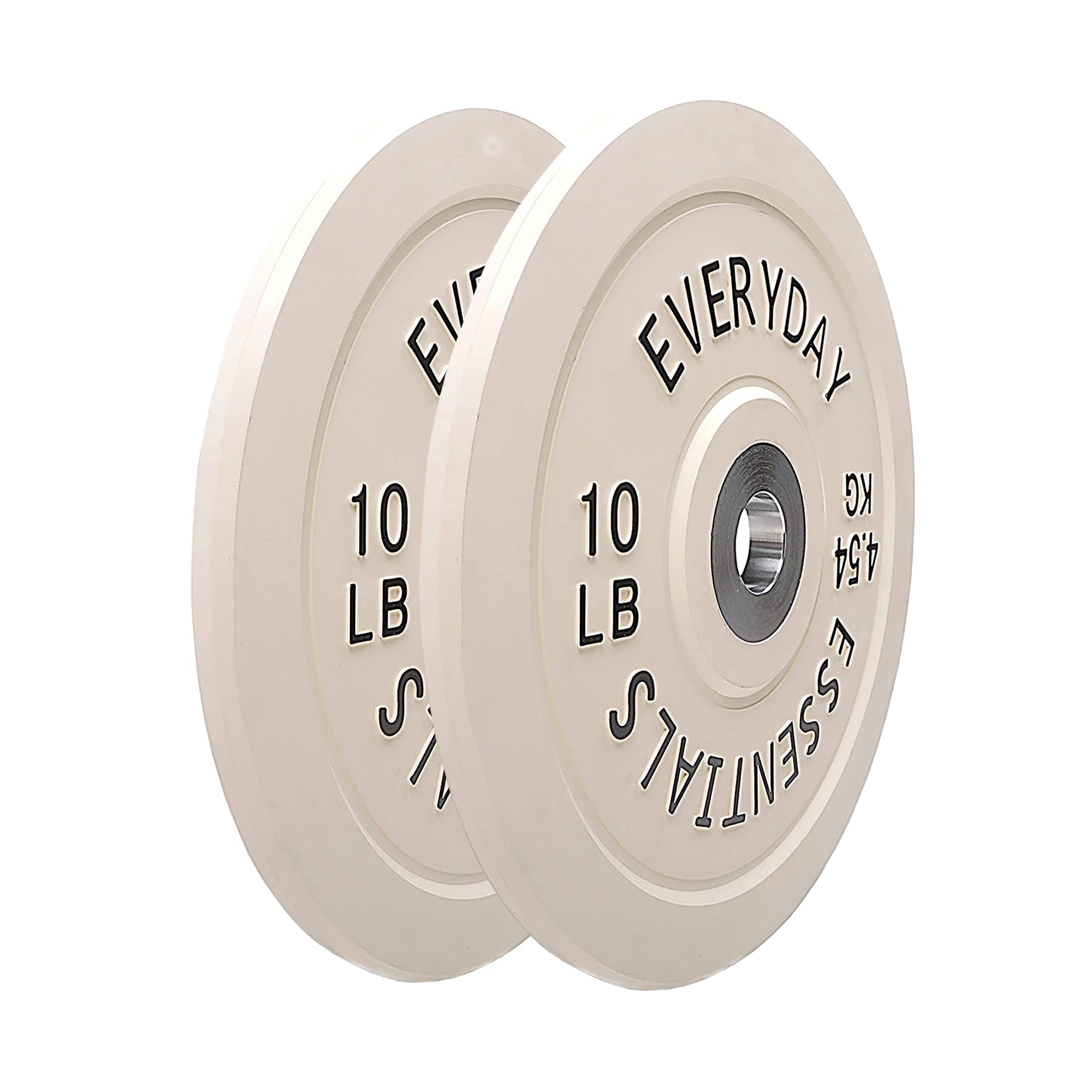 BalanceFrom Everyday Essentials 10 Lb Olympic Weight Bumper Plate, White, Pair - VMInnovations