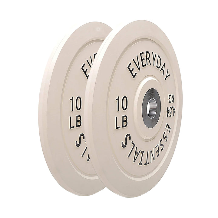 BalanceFrom Everyday Essentials 10 Lb Olympic Weight Bumper Plate, White, Pair - VMInnovations