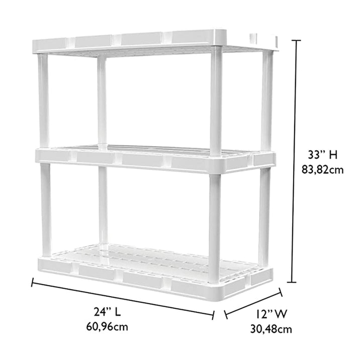 Gracious Living 3 Shelf Knect-A-Shelf Fixed Height Light Duty Storage Unit,White - VMInnovations
