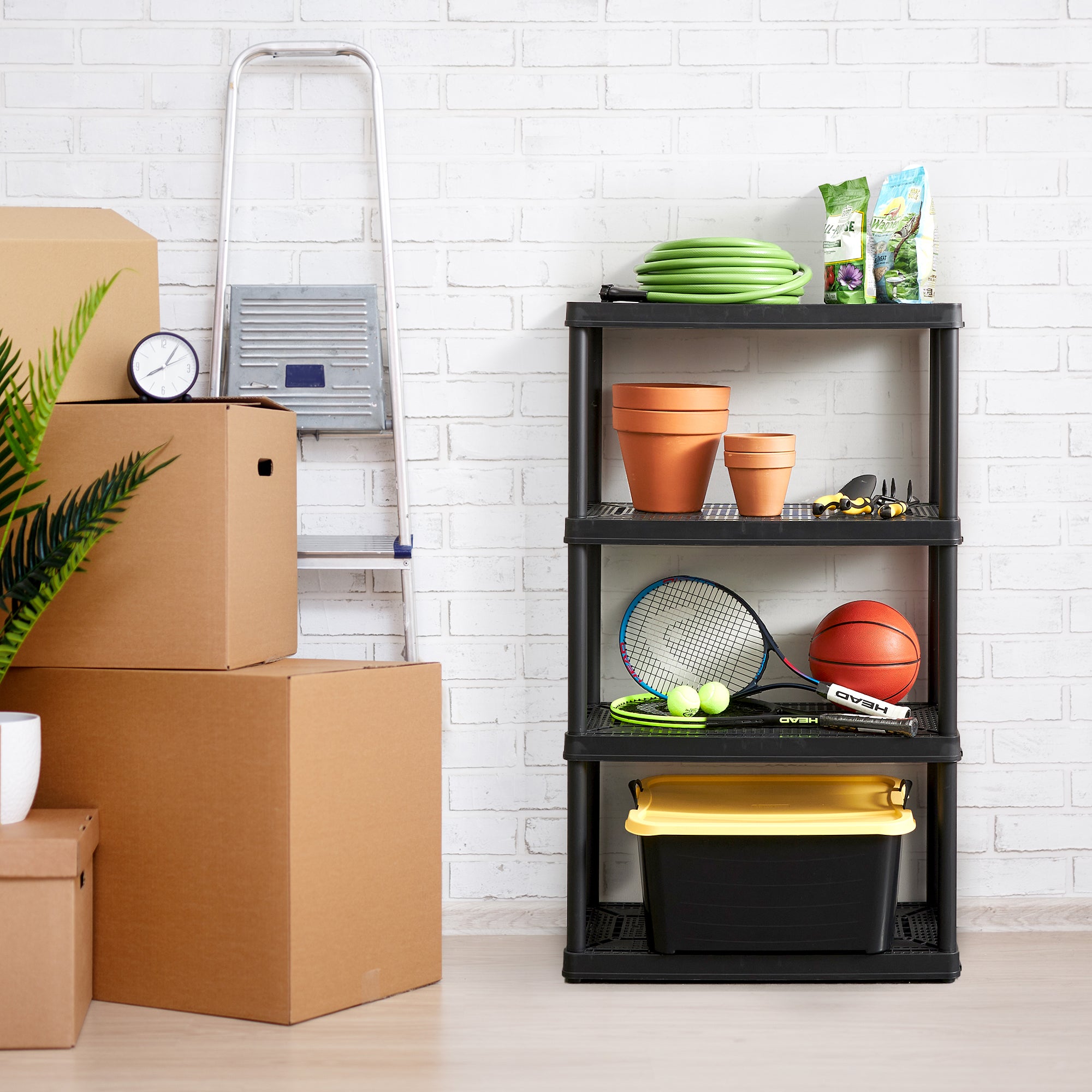 4 Shelf Knect-A-Shelf Ventilated Light Duty Storage Unit, Black (Open Box) - VMInnovations