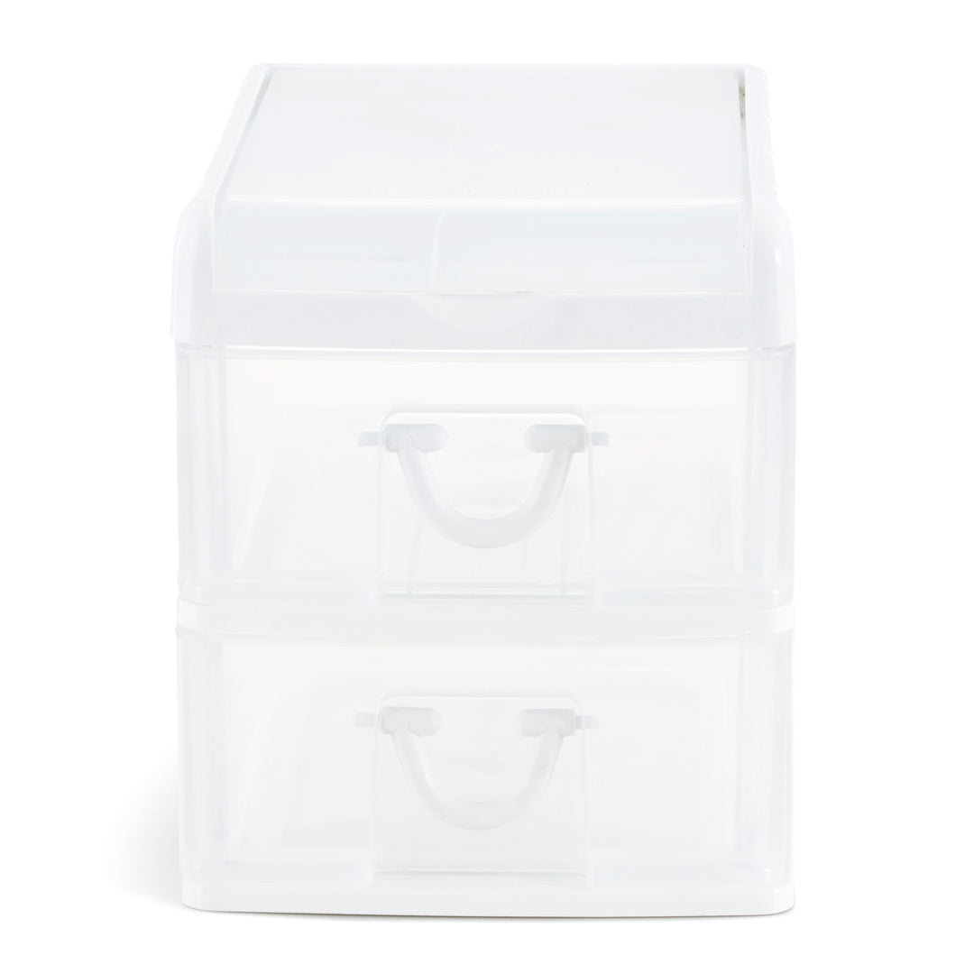 Gracious Living 2-Drawer Desktop and Countertop Organizer Drawer Set, White/Clear