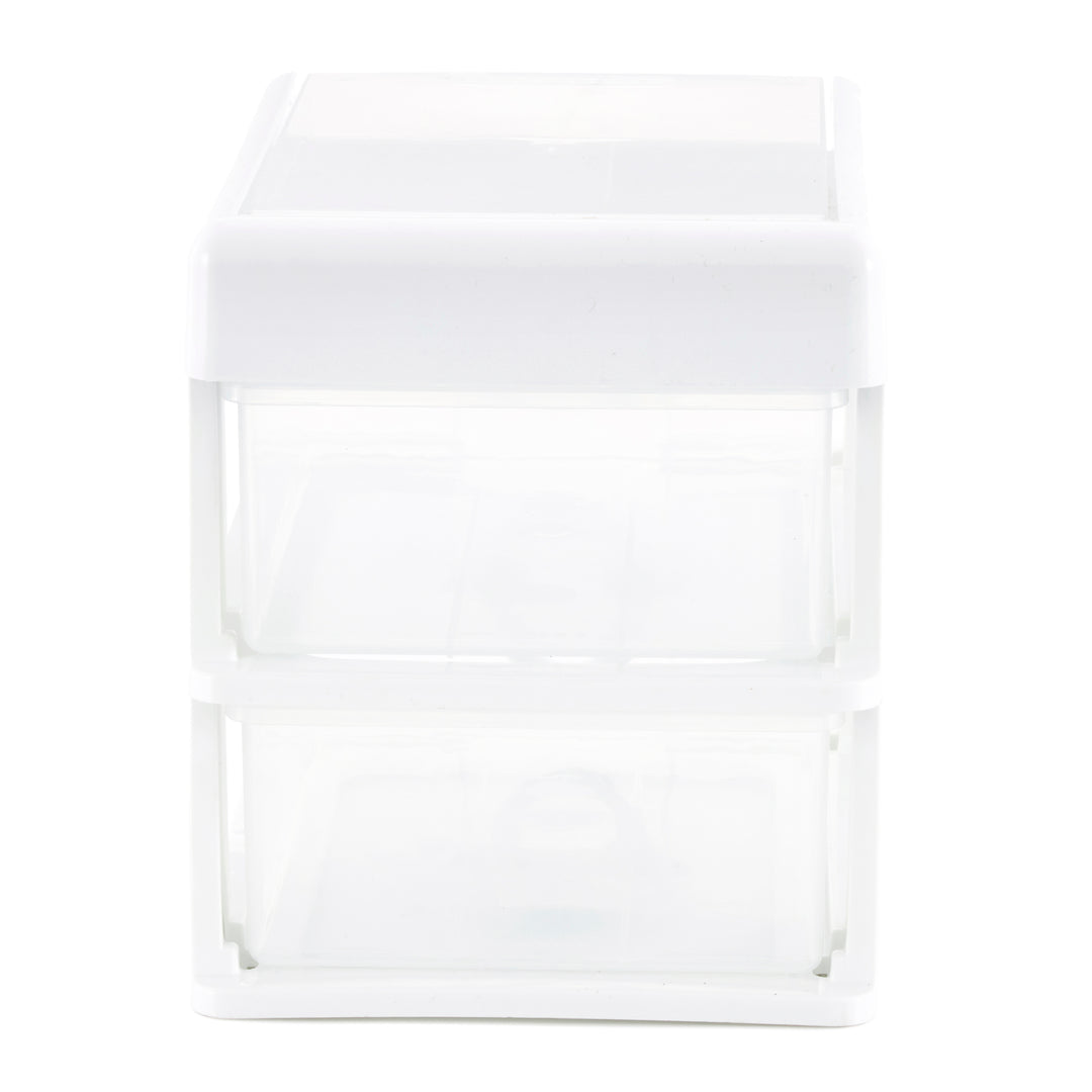 Gracious Living 2-Drawer Desktop and Countertop Organizer Drawer Set, White/Clear