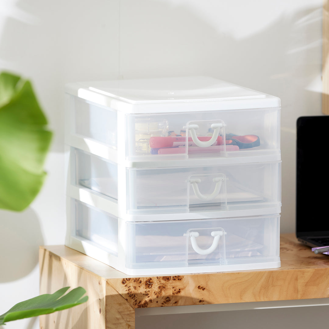 Gracious Living Deluxe 3 Drawer Storage Desktop and Countertop Organizer, White - VMInnovations