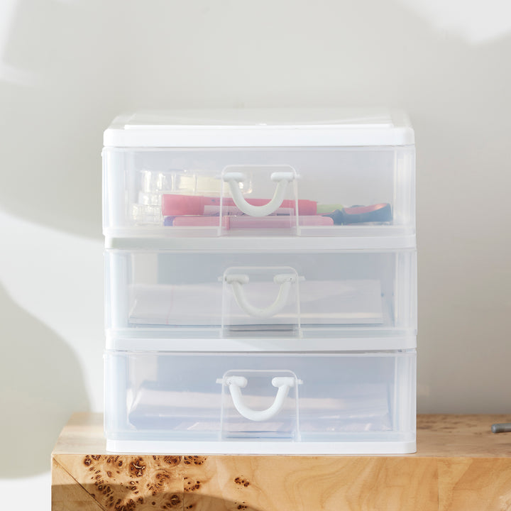 Gracious Living Deluxe 3 Drawer Storage Desktop and Countertop Organizer, White - VMInnovations