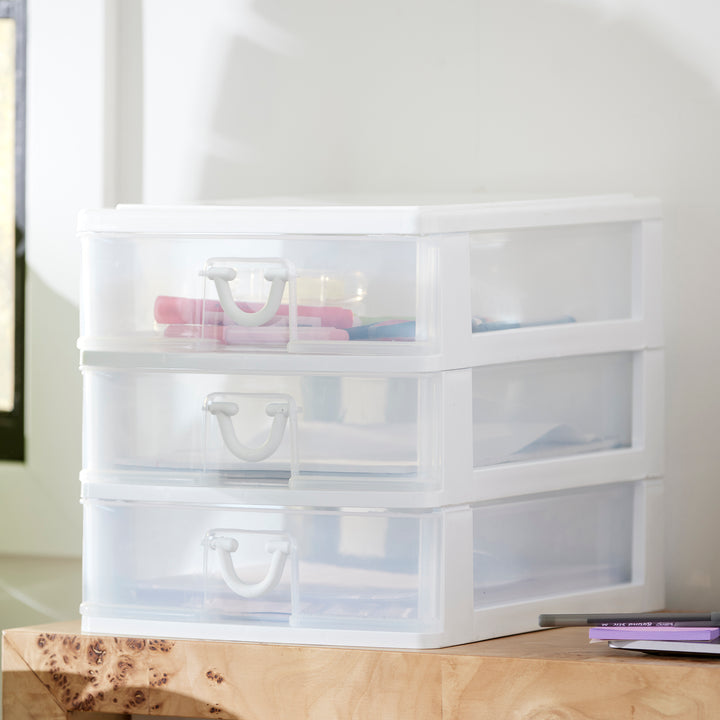 Gracious Living Deluxe 3 Drawer Storage Desktop and Countertop Organizer, White - VMInnovations