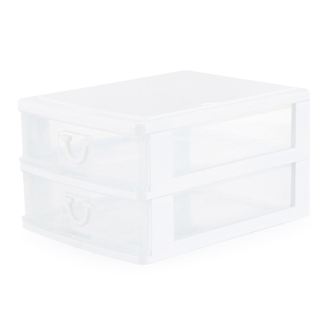 Gracious Living Deluxe 2 Drawer Storage Desktop and Countertop Organizer, White - VMInnovations