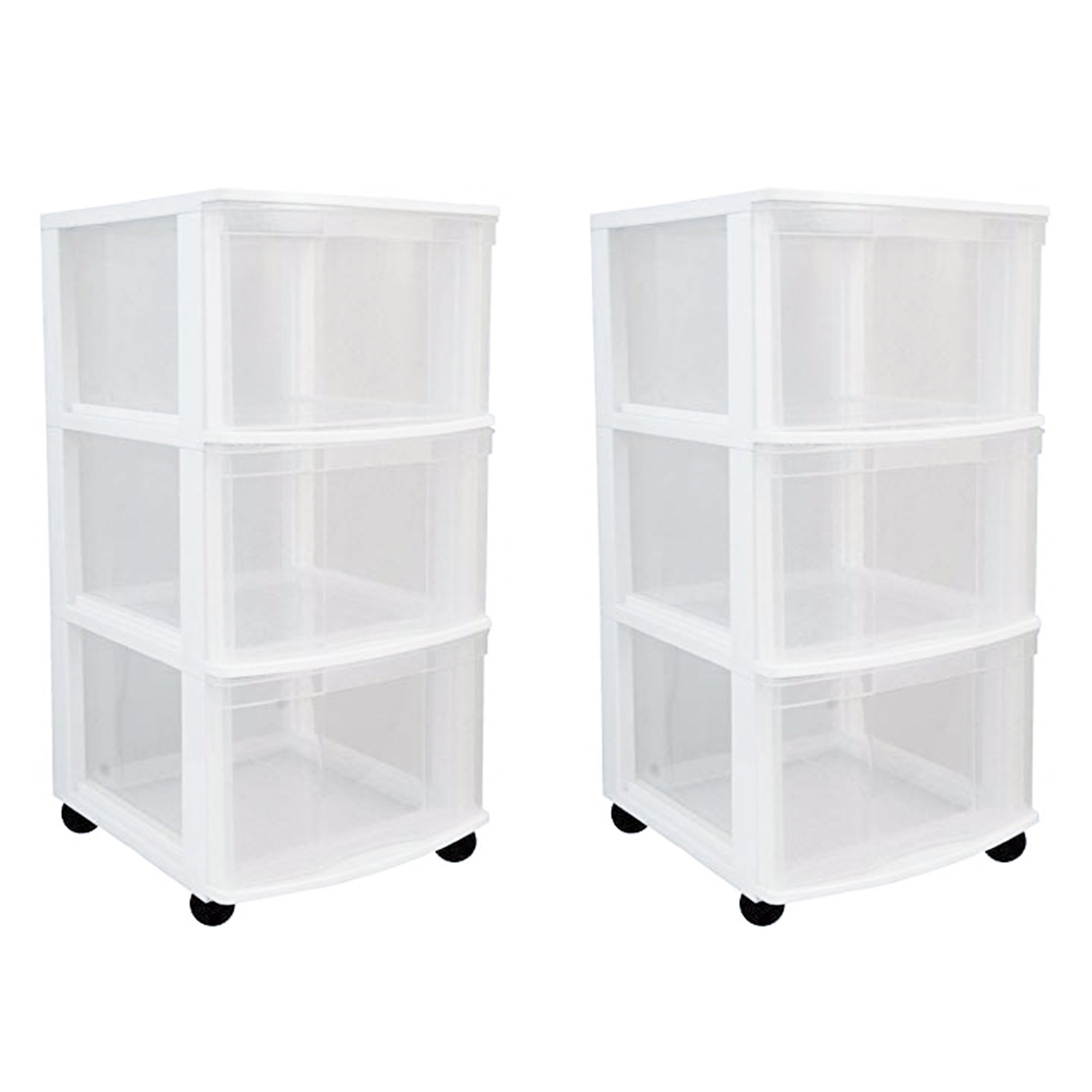 Gracious Living Classic 3 Drawer Organizer Plastic Storage Cart w/Wheels(2 Pack) - VMInnovations