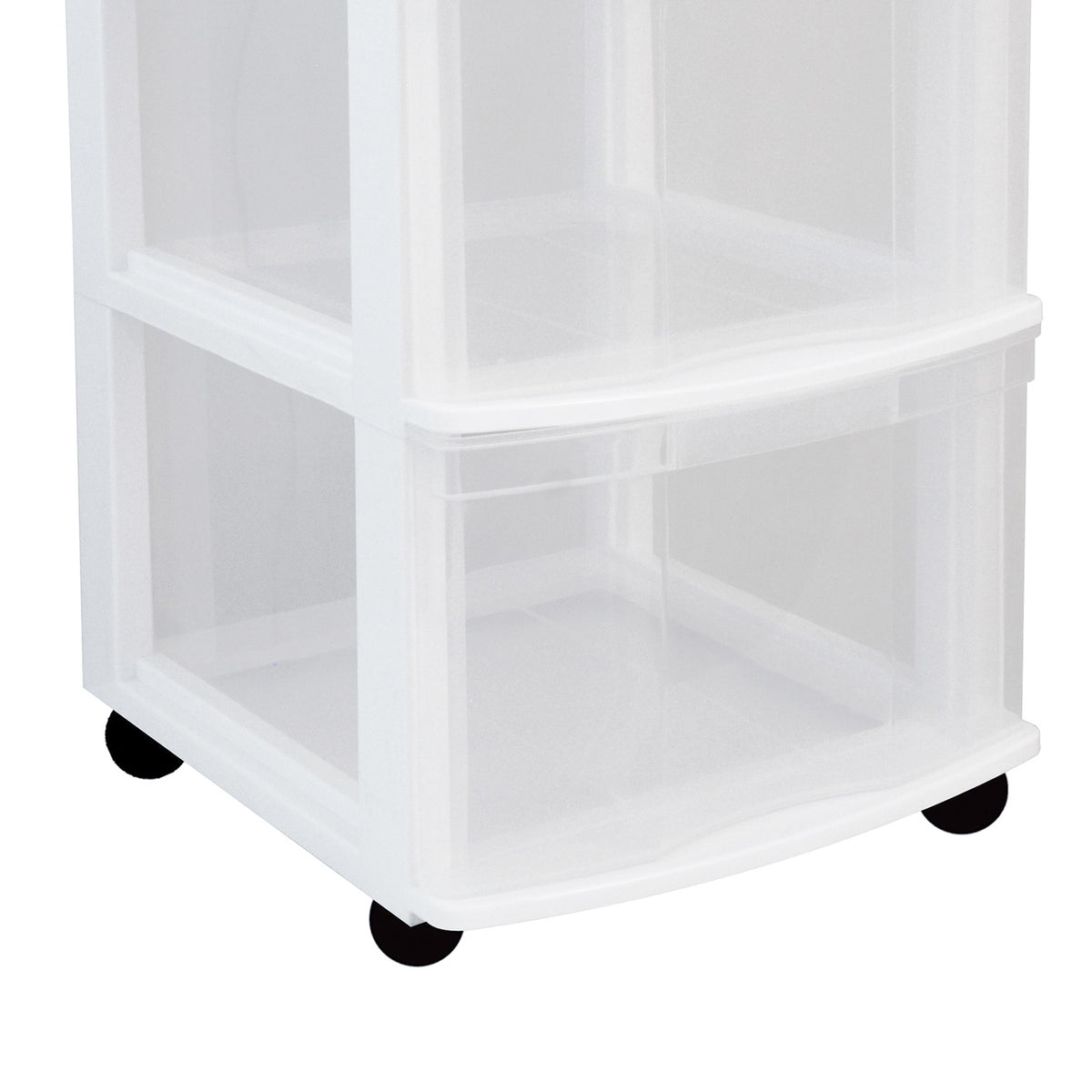 Gracious Living Clear 4 Drawer Storage Chest System w/Casters, White (2 Pack)