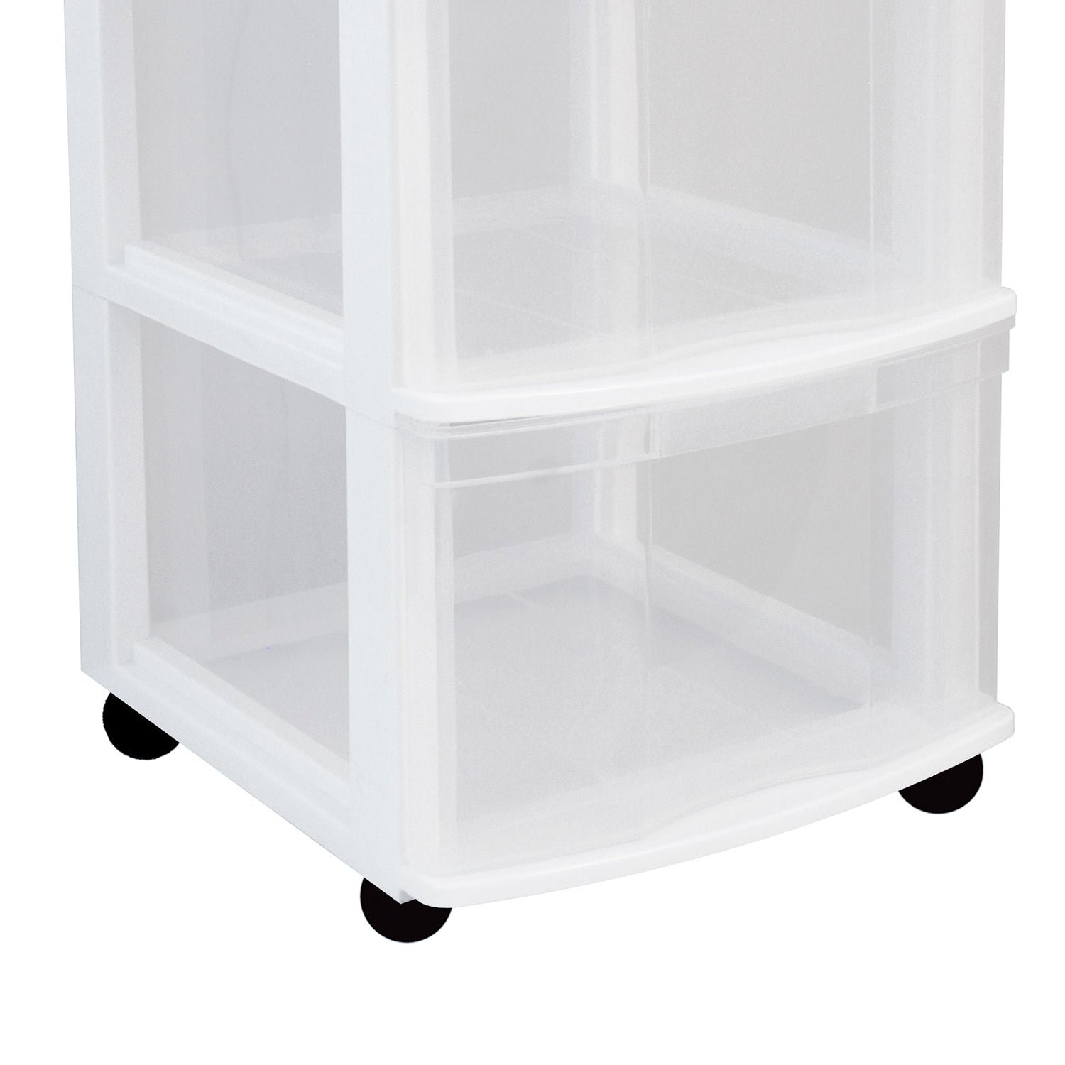 Gracious Living Clear 4 Drawer Storage Chest System w/Casters, White (4 Pack) - VMInnovations