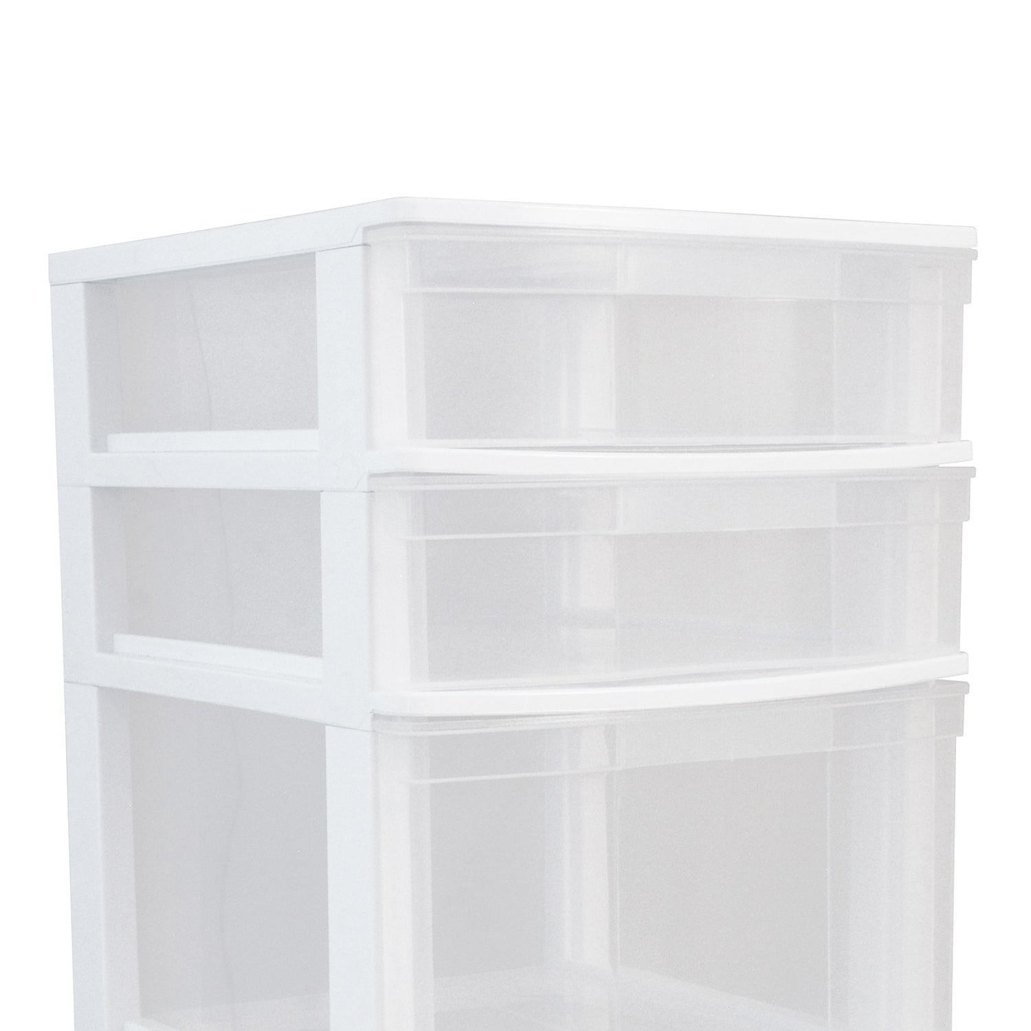 Gracious Living Clear 4 Drawer Storage Chest System w/Casters, White (2 Pack) - VMInnovations