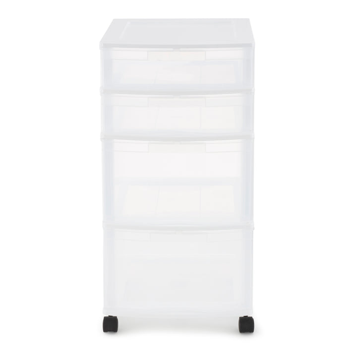 Gracious Living Resin Clear 4 Drawer Storage Chest System with Casters, White - VMInnovations
