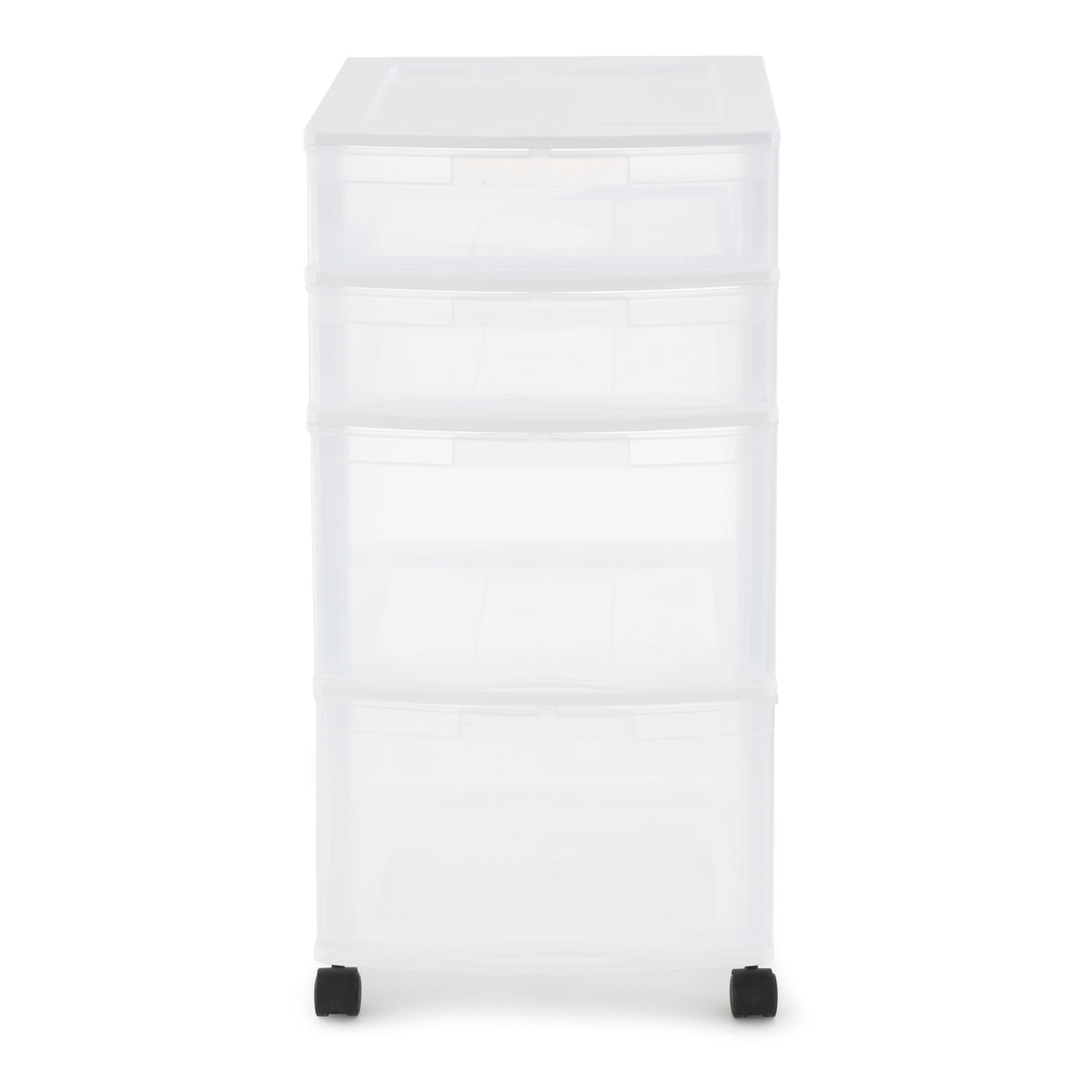 Gracious Living Resin Clear 4 Drawer Storage Chest System with Casters, White