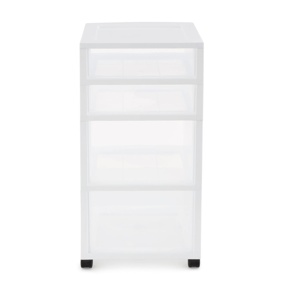 Gracious Living Resin Clear 4 Drawer Storage Chest System with Casters, White