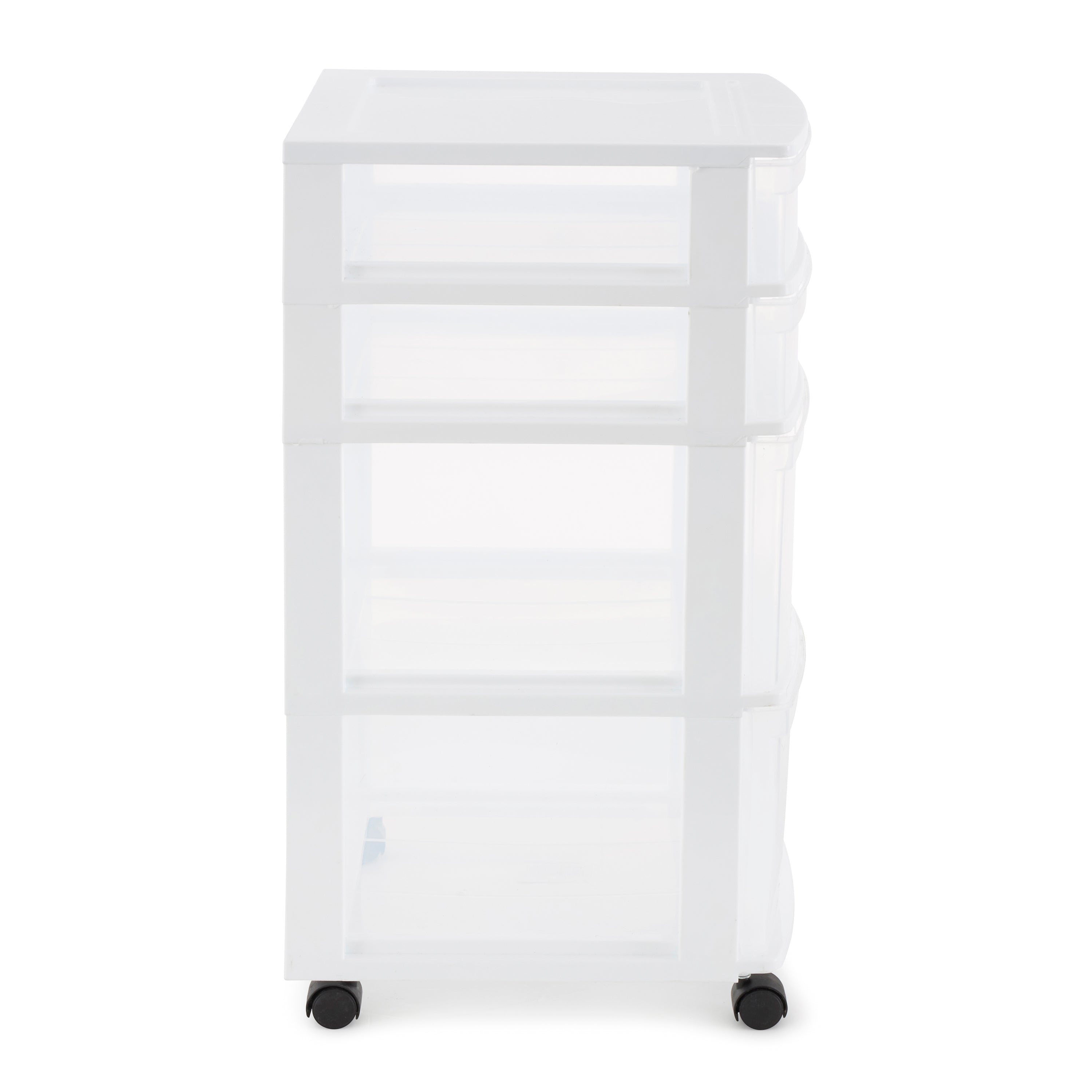 Gracious Living Resin Clear 4 Drawer Storage Chest System with Casters, White - VMInnovations