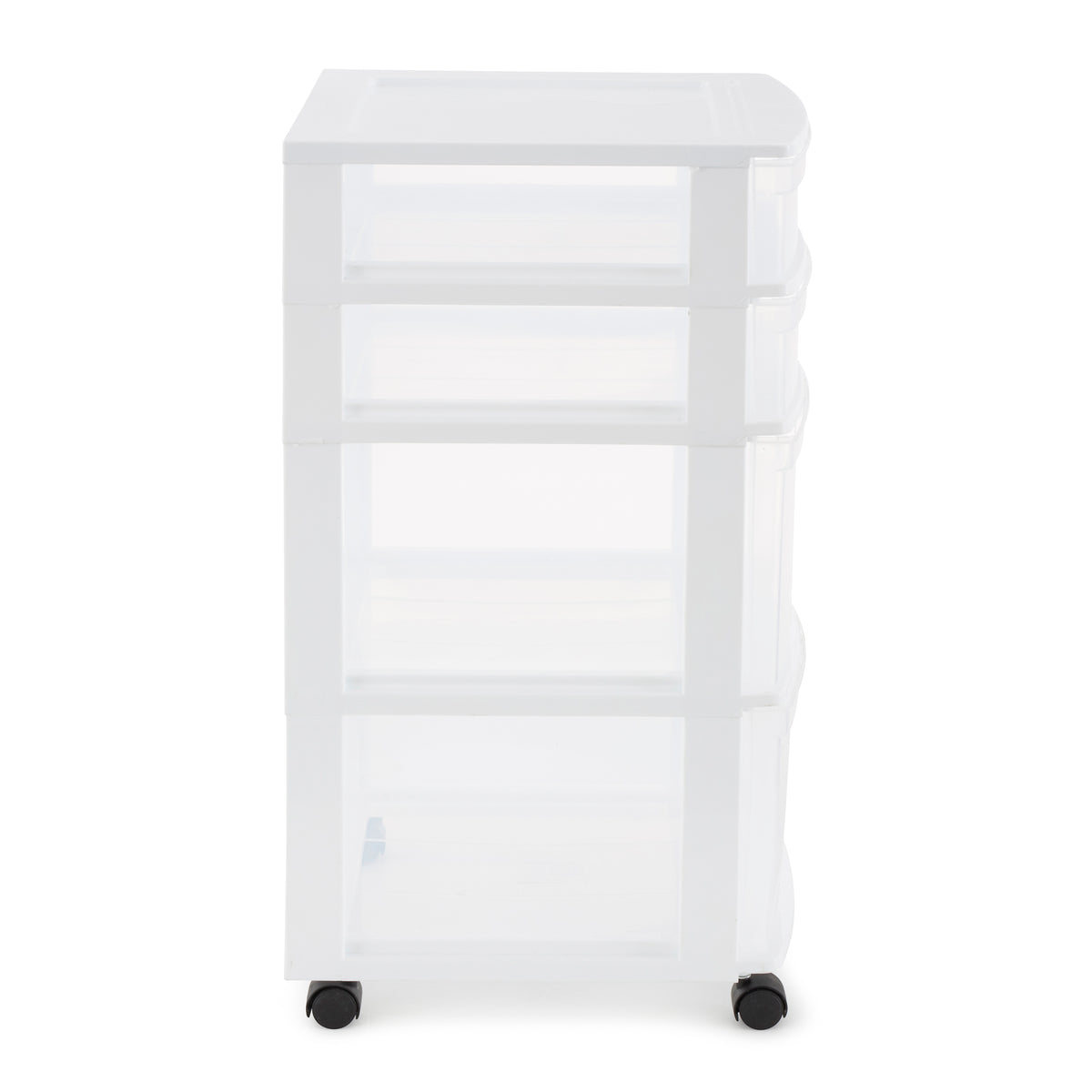 Gracious Living Resin Clear 4 Drawer Storage Chest System with Casters, White