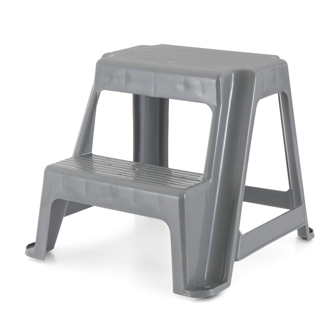 Gracious Living 16" Plastic 2 Step Portable Garage Home & Kitchen Stool, Gray - VMInnovations