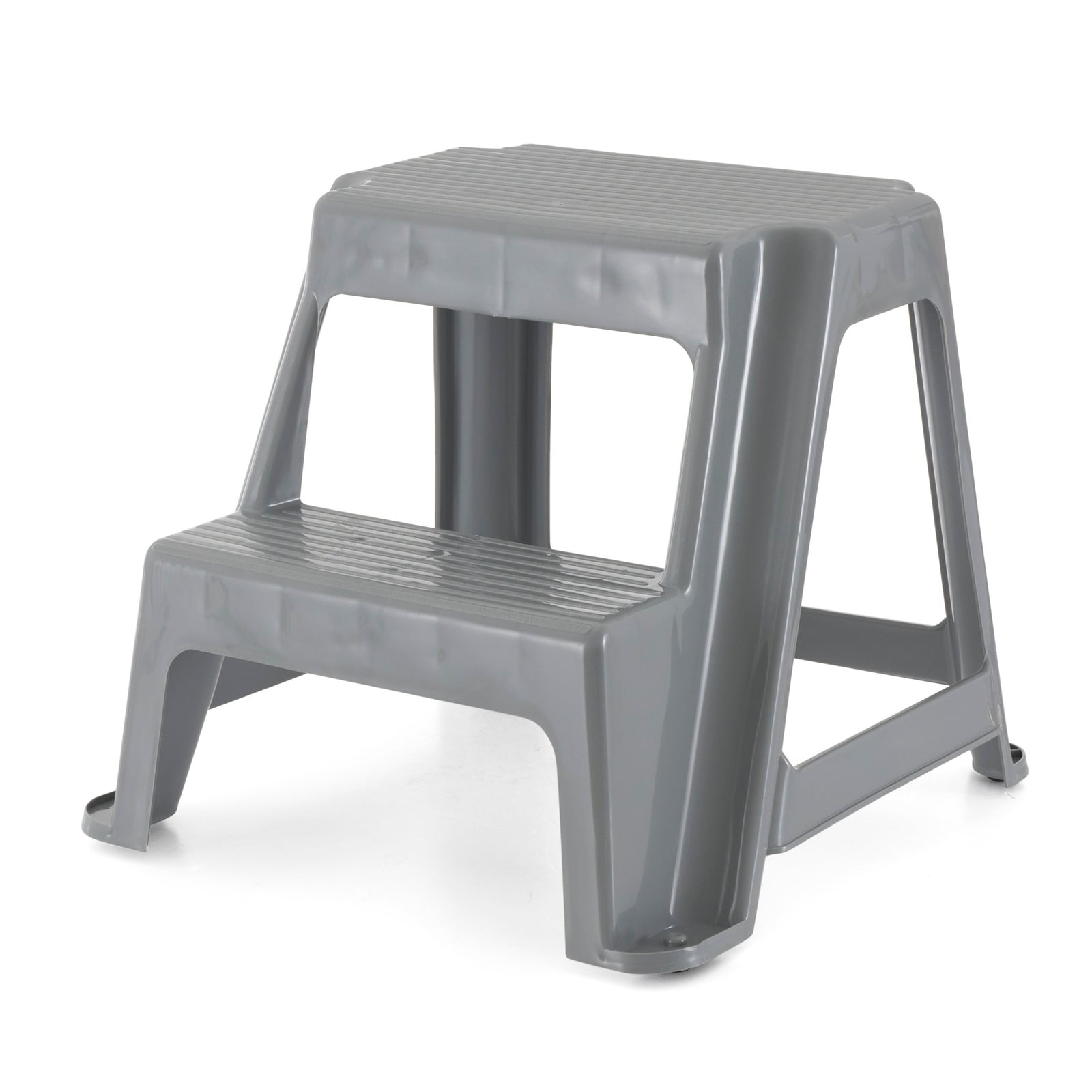 Gracious Living 16" Plastic 2 Step Portable Garage Home & Kitchen Stool, Gray - VMInnovations