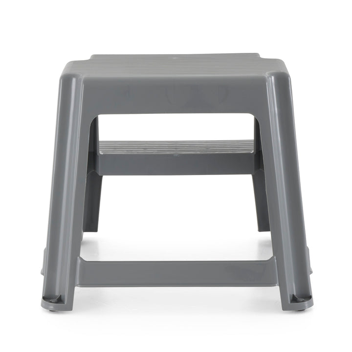 Gracious Living 16" Plastic 2 Step Portable Garage Home & Kitchen Stool, Gray - VMInnovations
