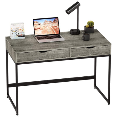 Bestier Office Writing Computer Workstation Home Office Desk w/ 2 Drawers, Gray