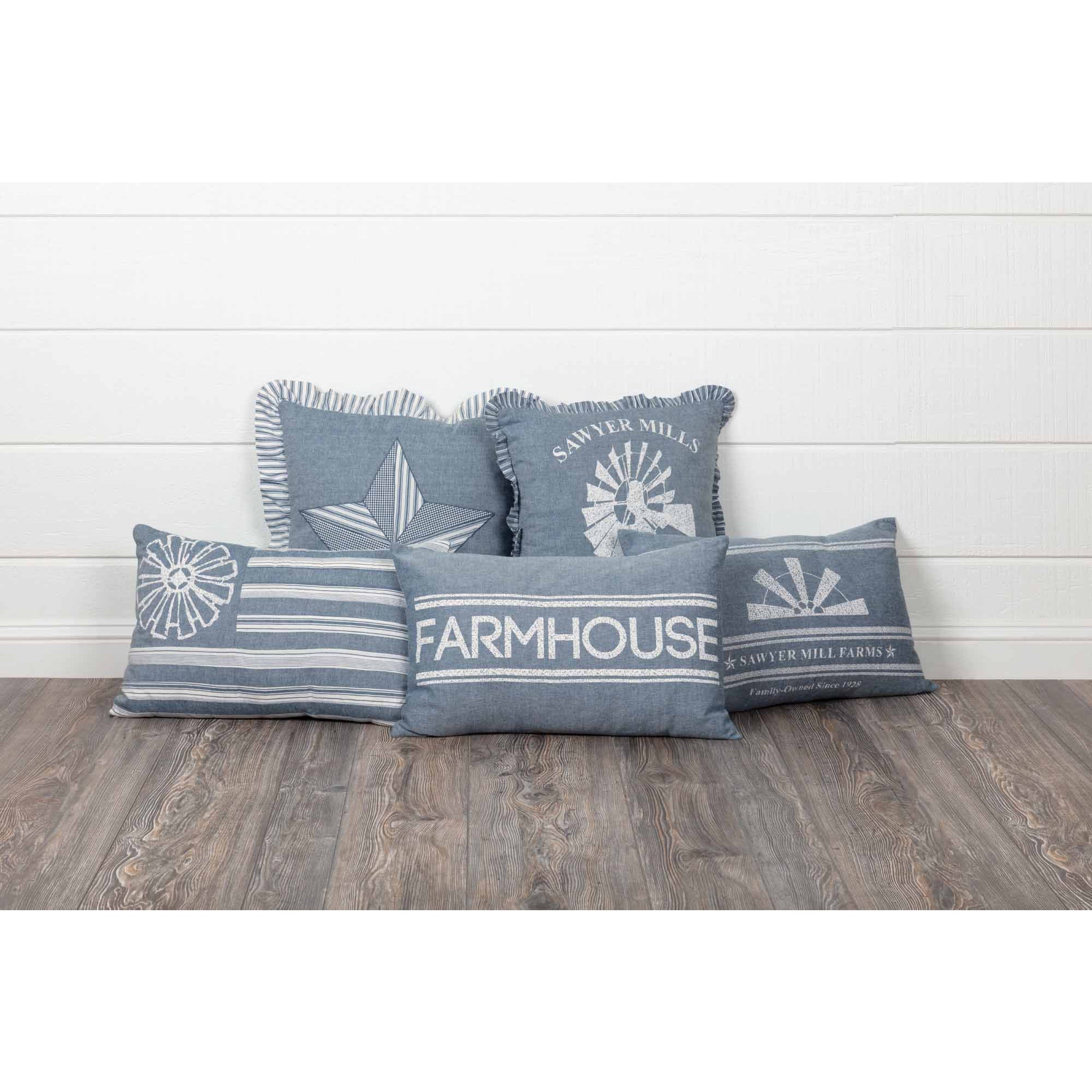 Sawyer Mill 14 x 22 Inch Rectangular Accent Throw Pillow, Flag, Blue (Open Box) - VMInnovations