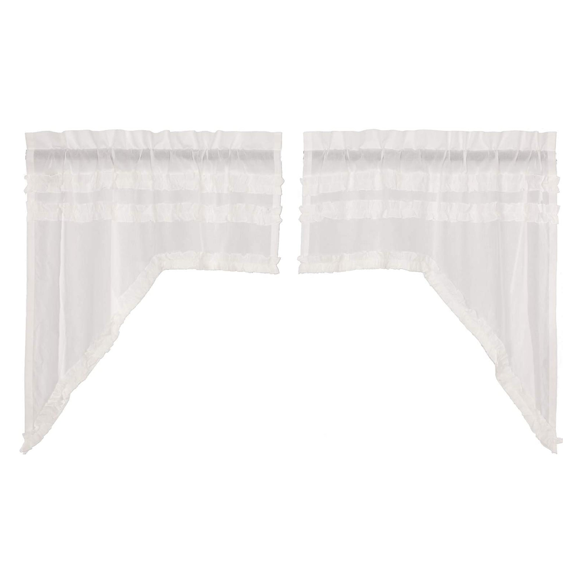 VHC Brands Window Curtain Ruffled Sheer Petticoat Swag Set (2 Panels) (Open Box) - VMInnovations