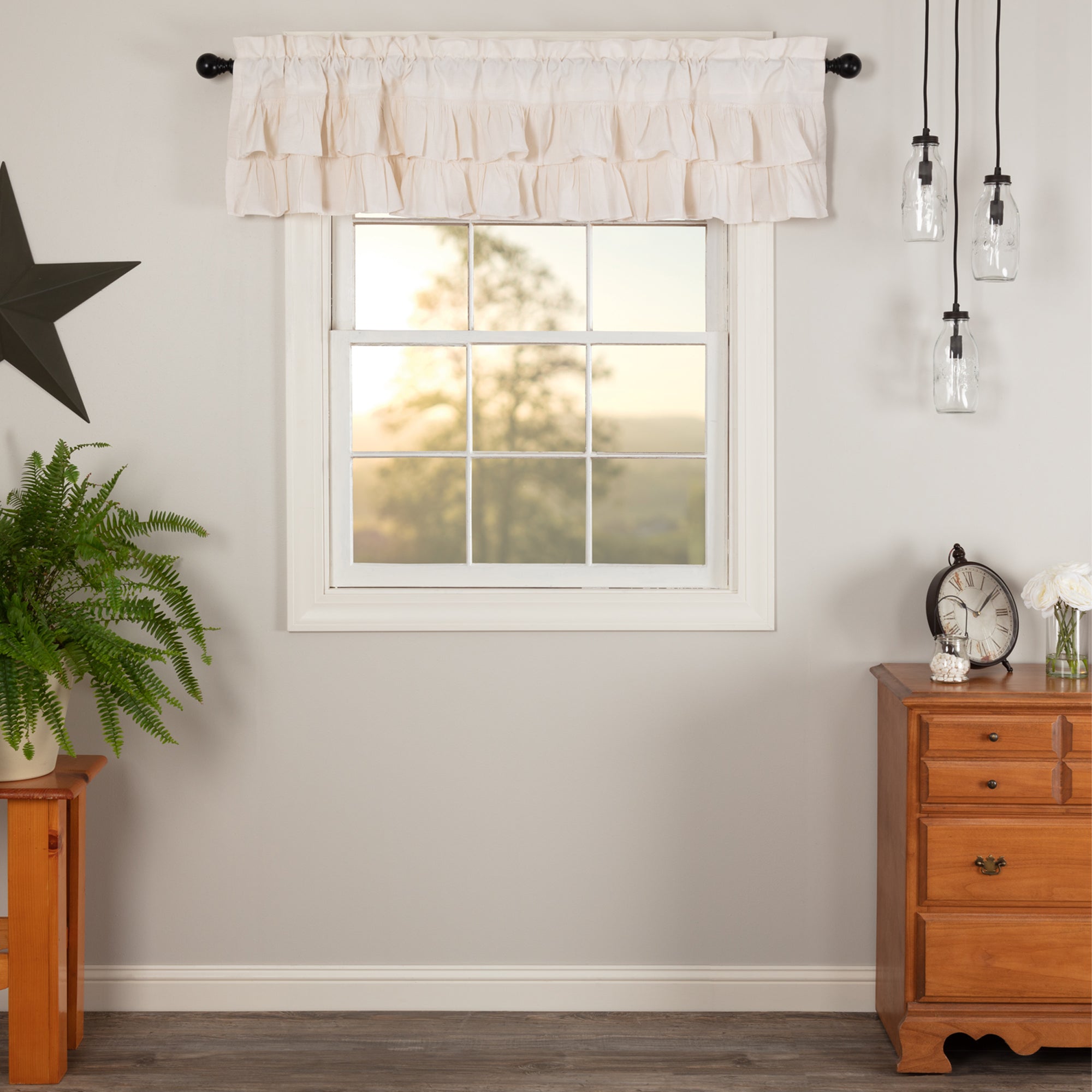 VHC Brands Simple Life 16 x 72 In Ruffled Valance Accent Curtain (Open Box) - VMInnovations