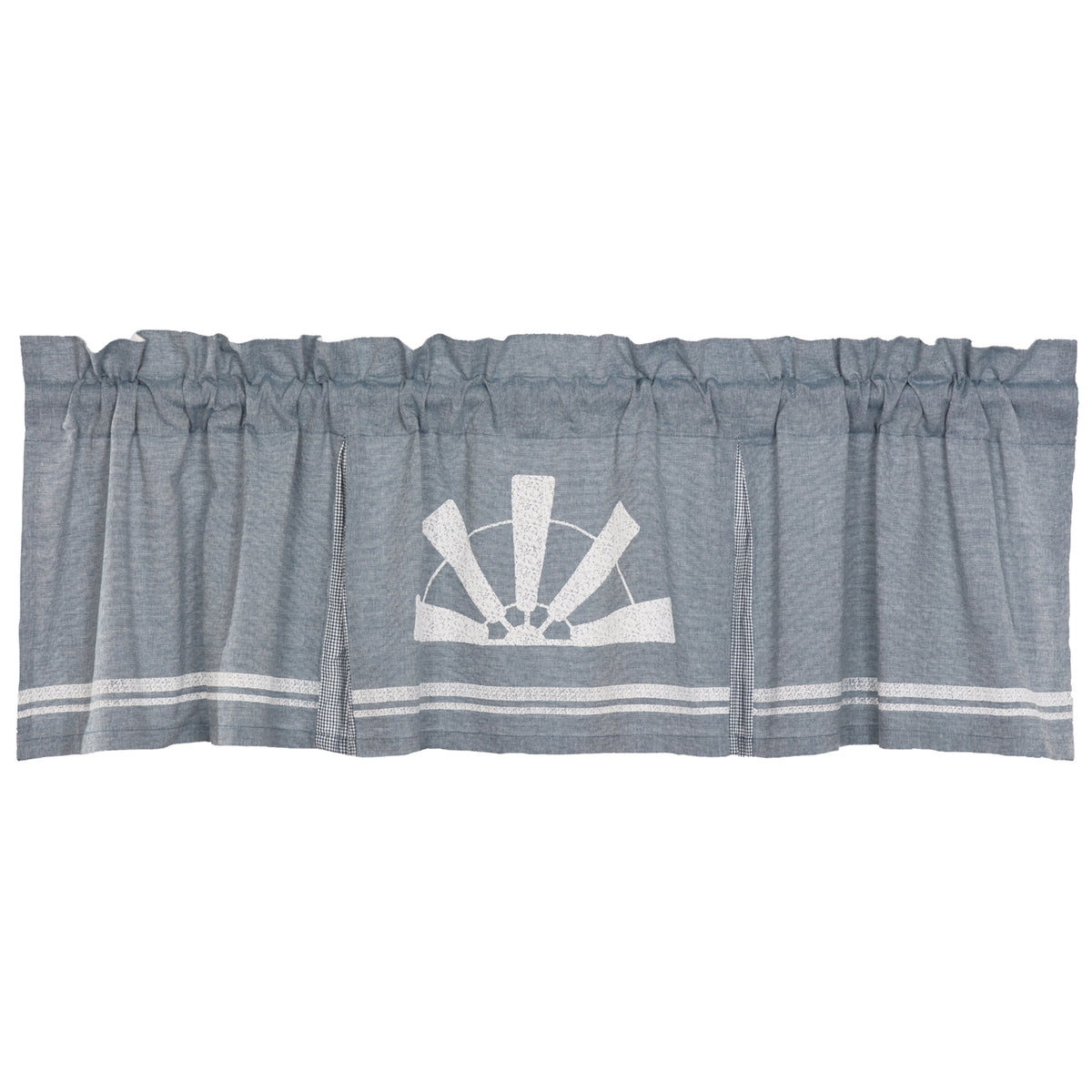 VHC Brands Sawyer Mill 20 x 72 In Ruffled Valance Accent Curtain, Blue (Used)