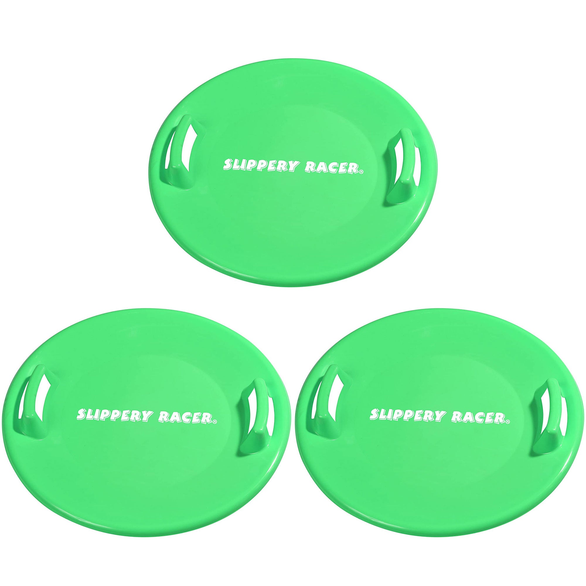Slippery Racer Downhill Pro Adults Kids Plastic Saucer Disc Snow Sled (3 Pack)