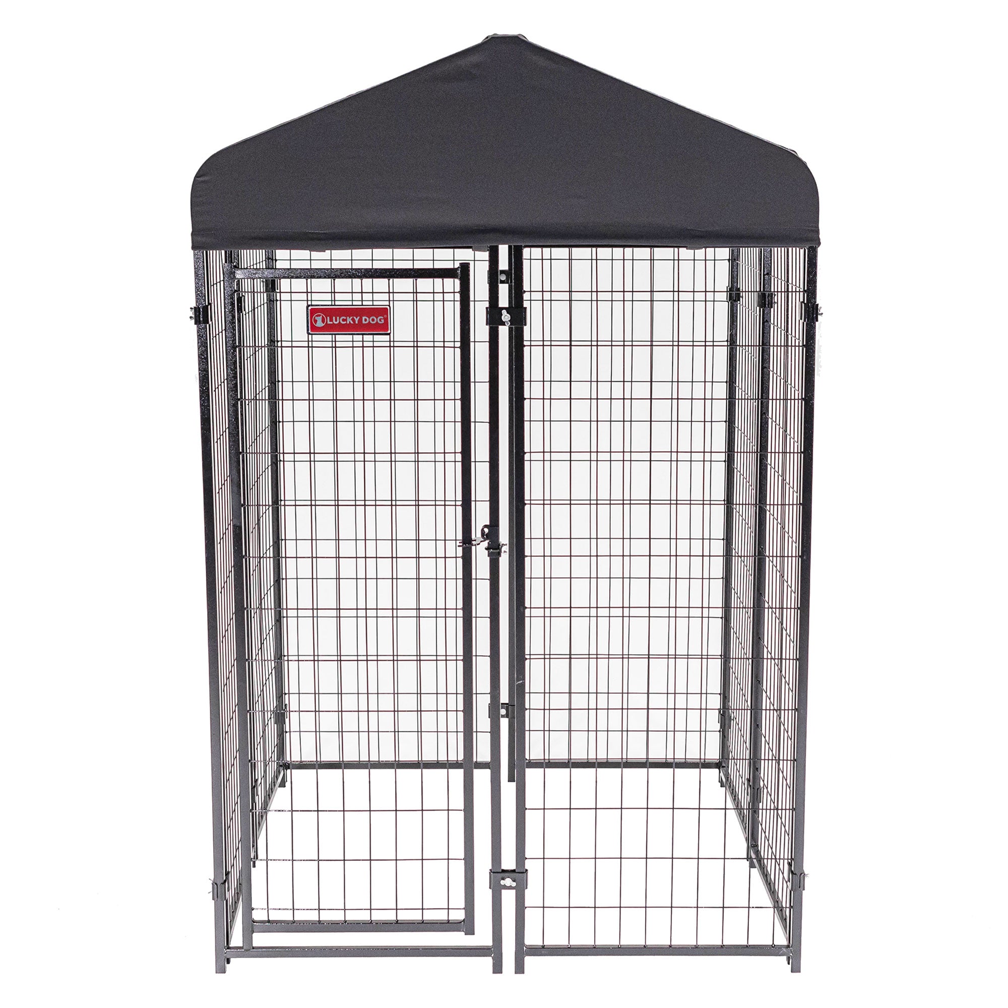 Lucky Dog STAY Series 4x4x6ft Roofed Steel Studio Dog Kennel, Grey (For Parts) - VMInnovations