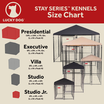 Lucky Dog STAY Series 4 x 4 x 6 Foot Roofed Steel Frame Studio Dog Kennel, Grey