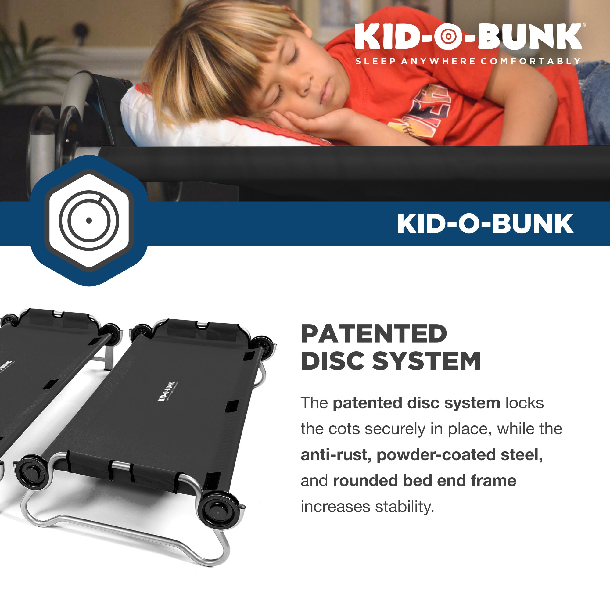 Disc-O-Bed Kid-O-Bunk Benchable Double Cot w/ Storage Organizer, Black(Open Box) - VMInnovations