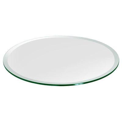 Dulles Glass 14 Inch Round Bevel Polish 1/2 Inch Thick Tempered Glass Table Top