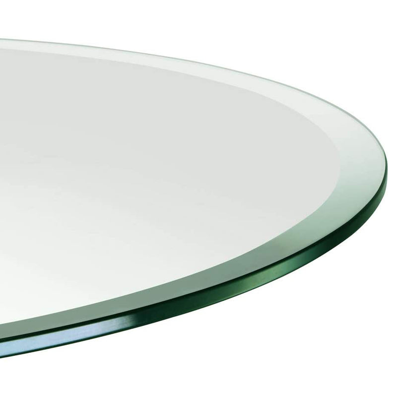 Dulles Glass 14 Inch Round Bevel Polish 1/2 Inch Thick Tempered Glass Table Top