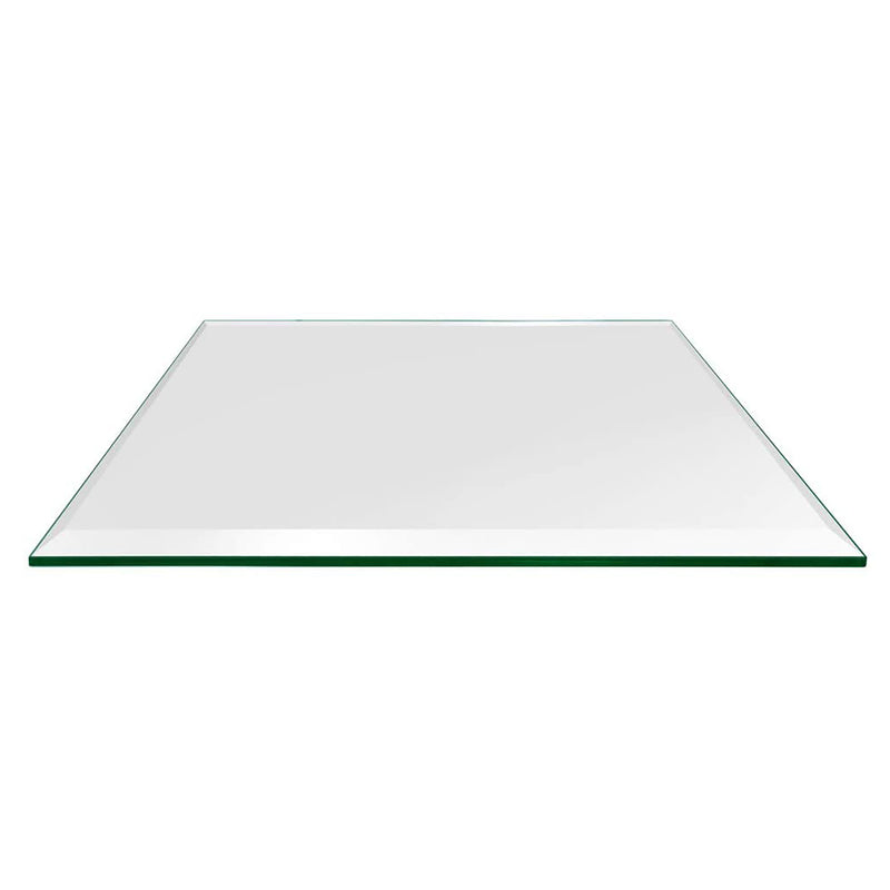 Dulles Glass 16 Inch Square Beveled Edge 1/2 Inch Thick Tempered Glass Table Top