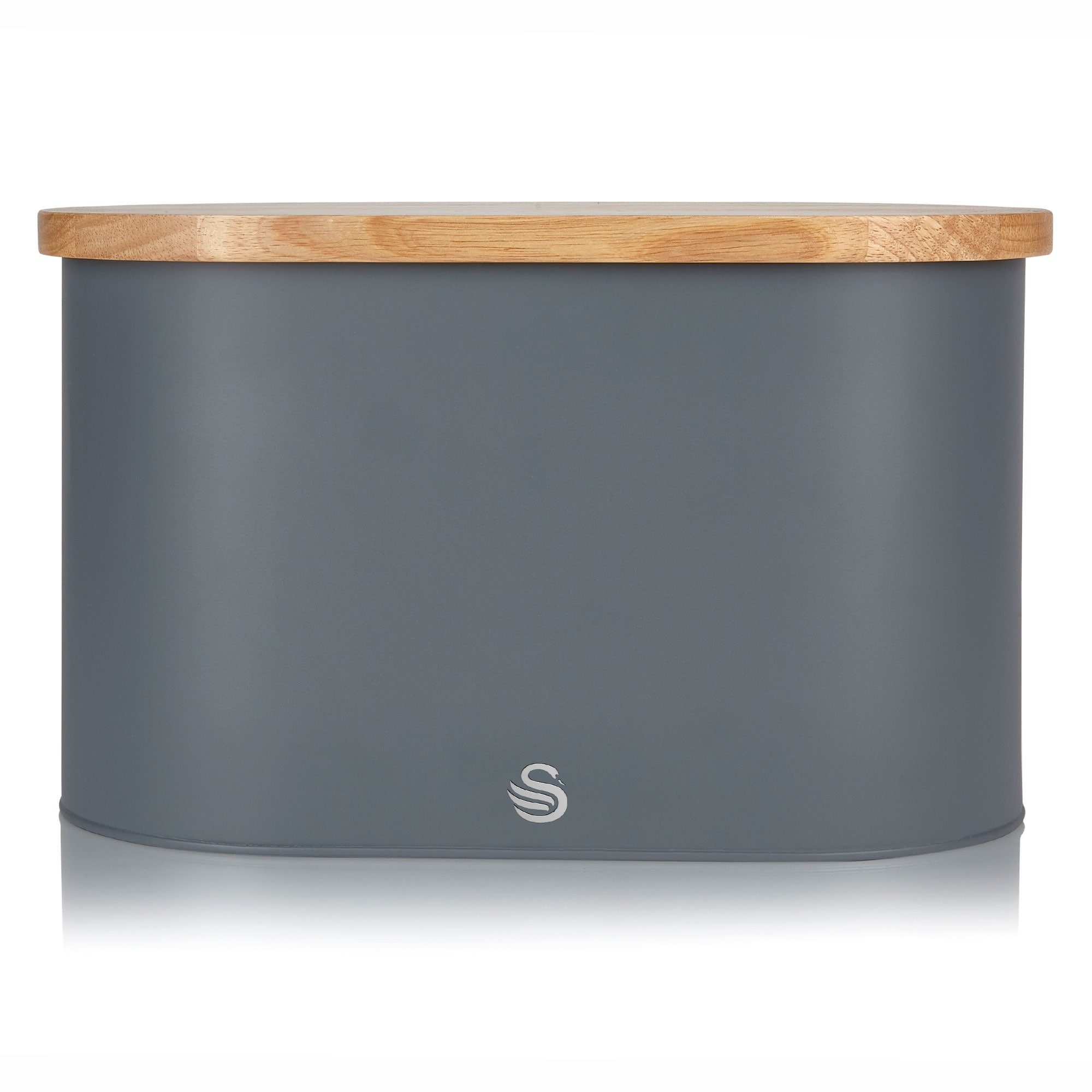 Salton Kitchen Nordic Steel Bread Bin w/ Cutting Board Lid, Slate Gray(Open Box) - VMInnovations