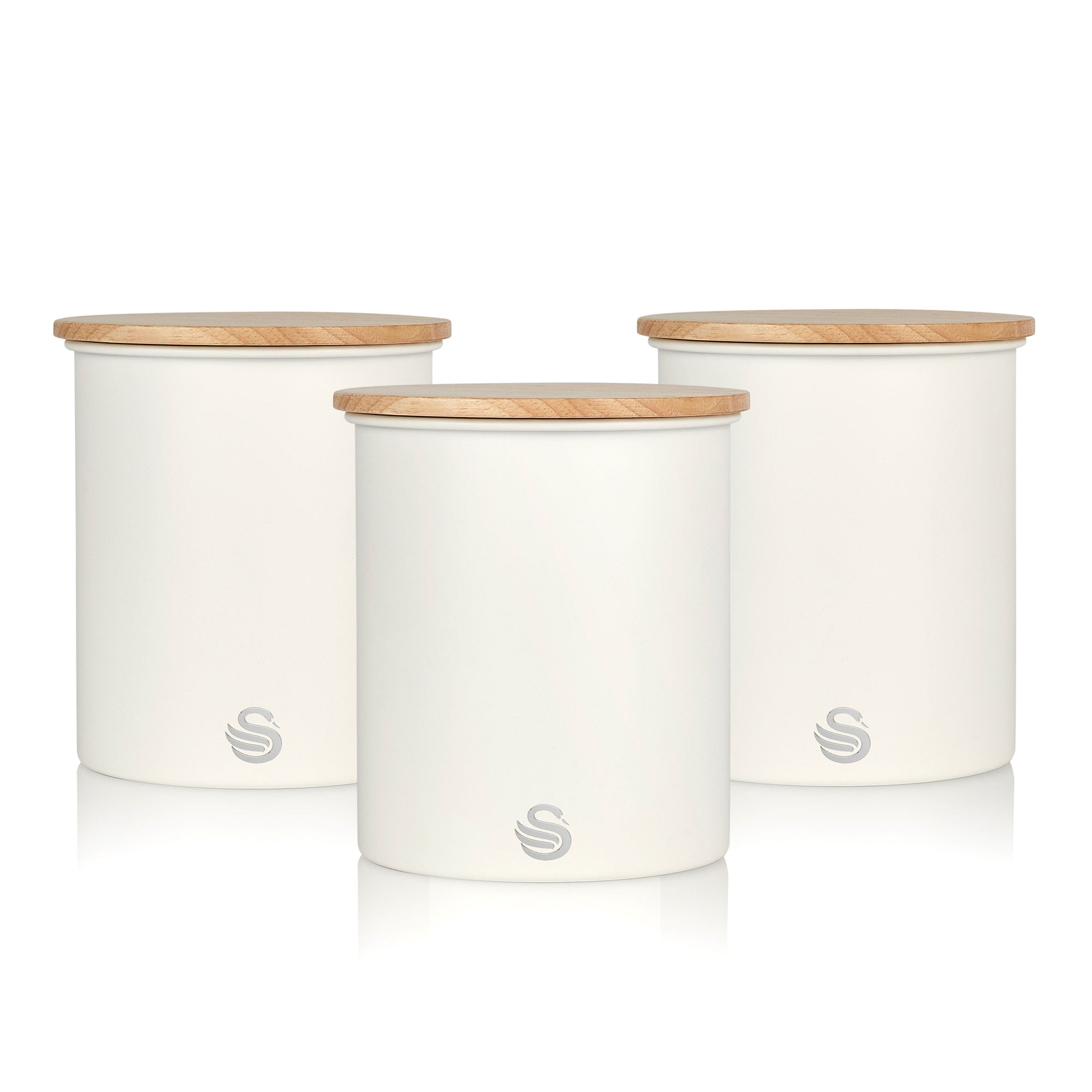 Salton Swan Kitchen Steel Storage Containers for Dry Goods, 3 Pk White(Open Box) - VMInnovations