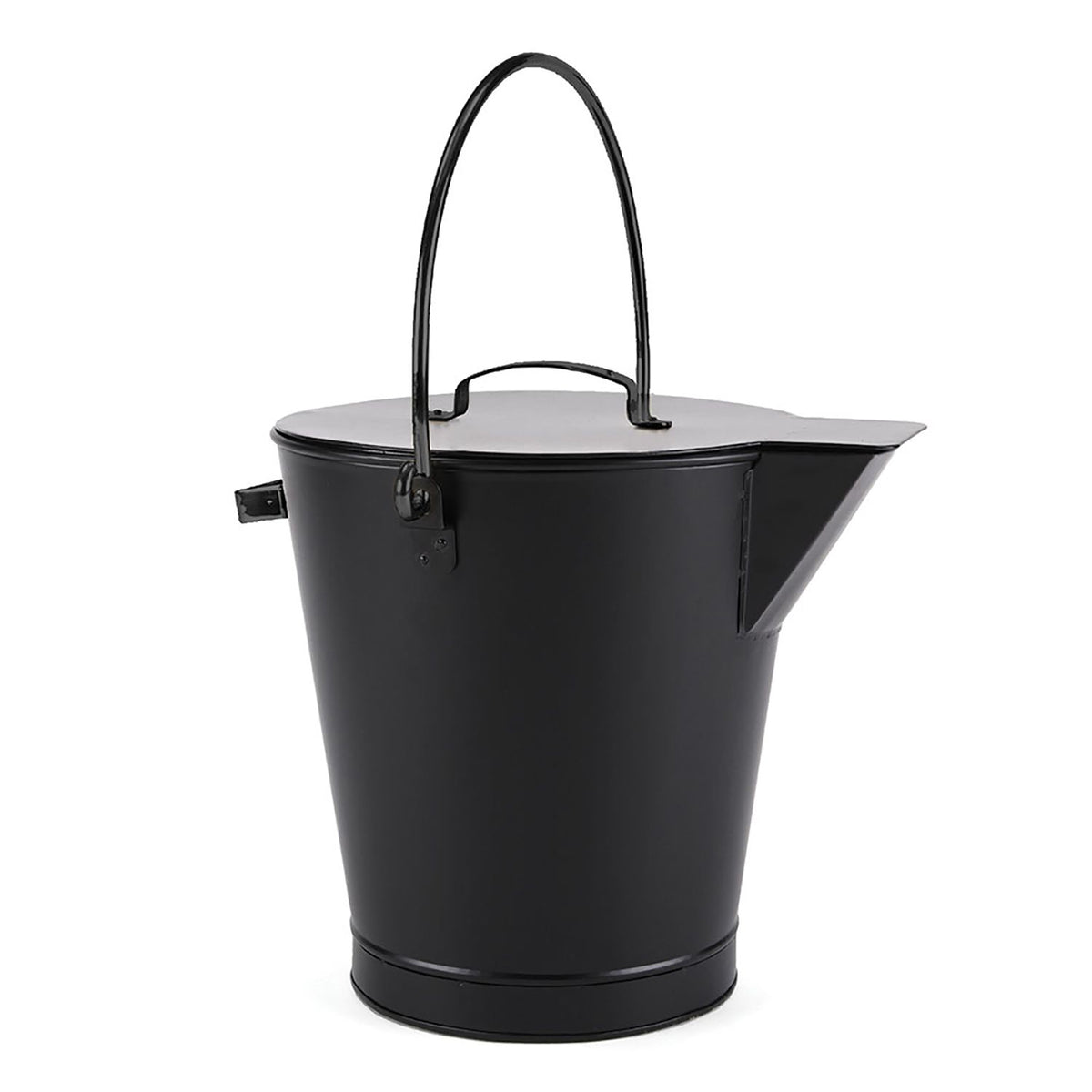 Minuteman International Powder Coated Steel Ash Bucket Pail w/ Handle, All Black