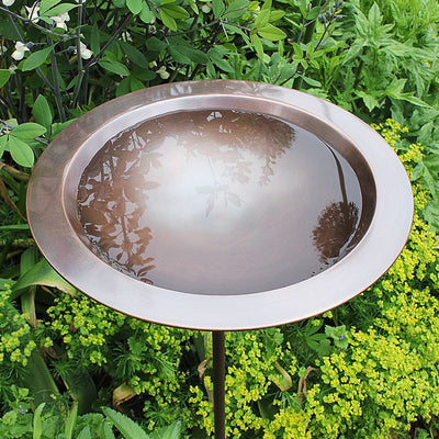 Achla Designs 12 Inch Antiqued Satin Copper Birdbath with 36 Inch Ground Stake
